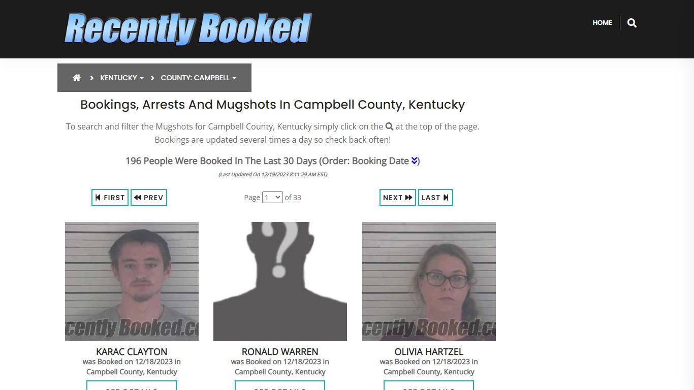 Bookings, Arrests and Mugshots in Campbell County, Kentucky